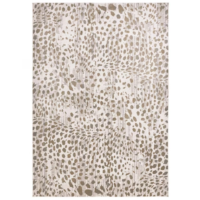 5" X 8" Brown And Ivory Abstract Stain Resistant Area Rug