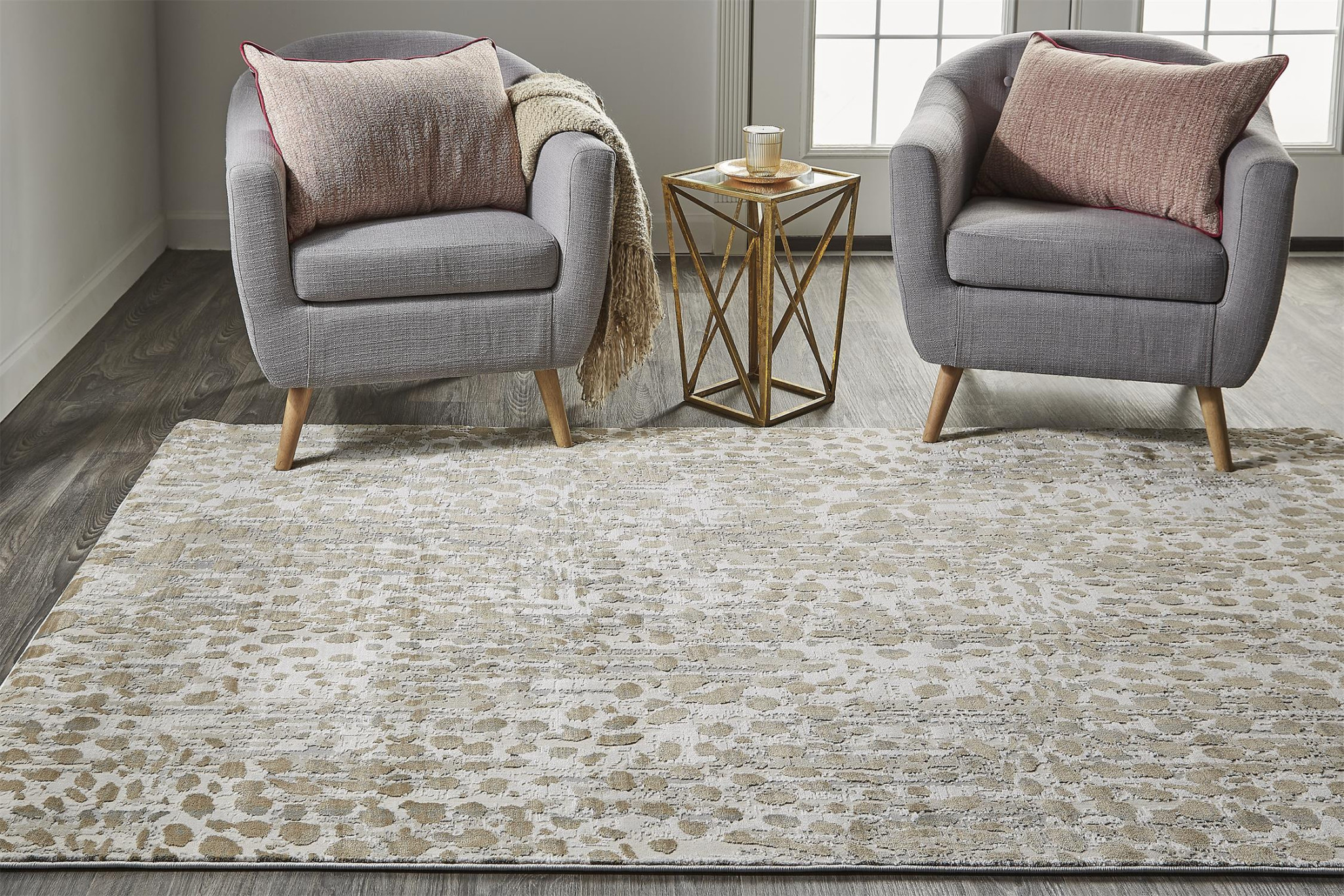 5" X 8" Brown And Ivory Abstract Stain Resistant Area Rug