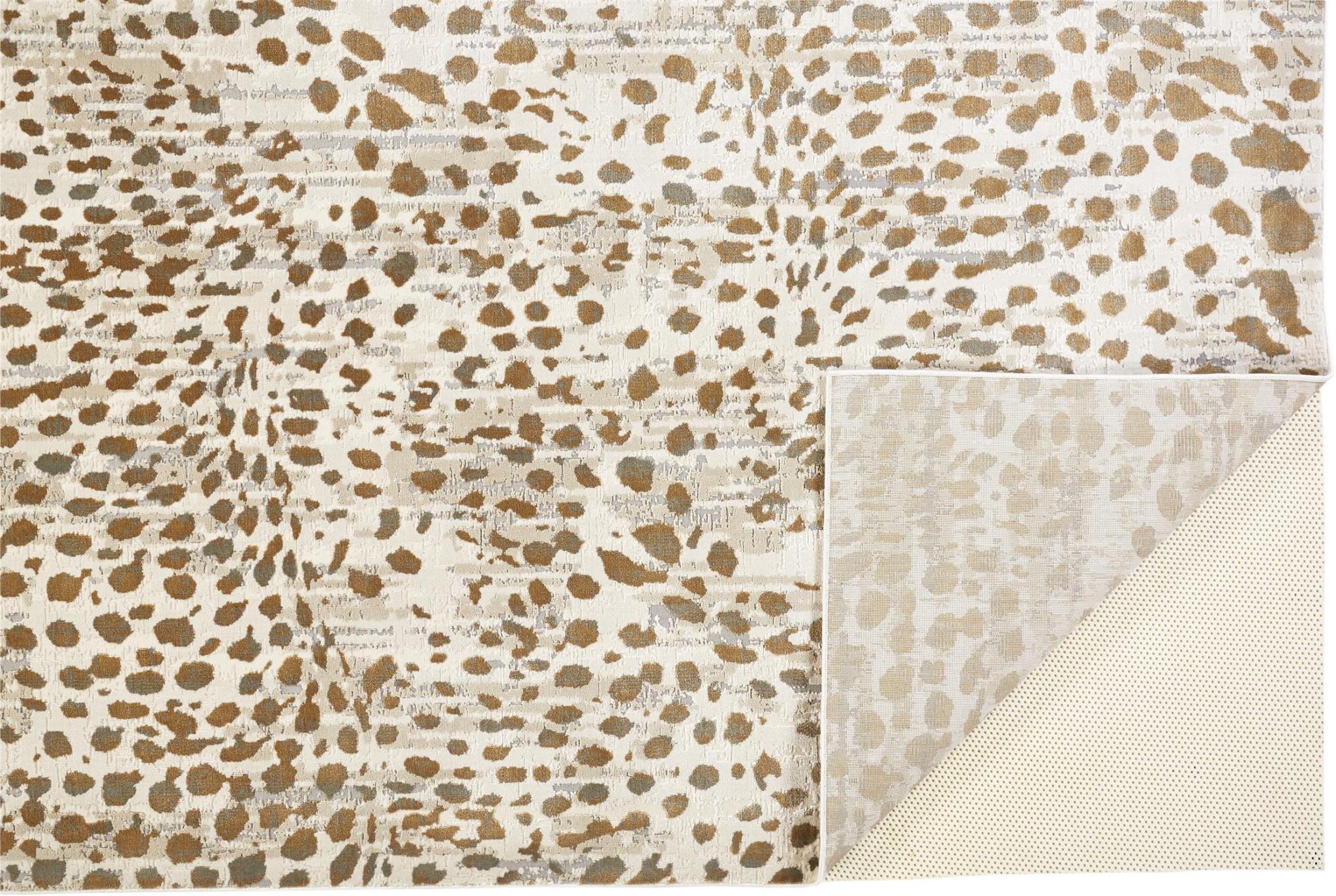 5" X 8" Brown And Ivory Abstract Stain Resistant Area Rug