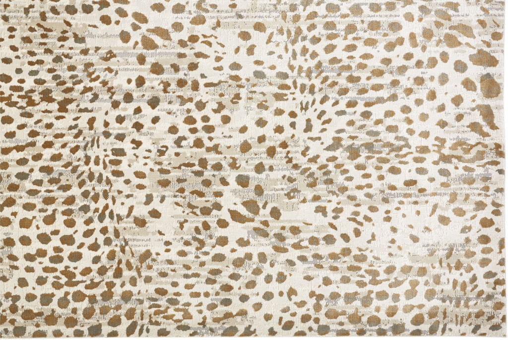 5" X 8" Brown And Ivory Abstract Stain Resistant Area Rug
