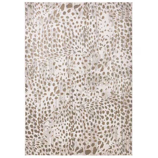 5" X 8" Brown And Ivory Abstract Stain Resistant Area Rug