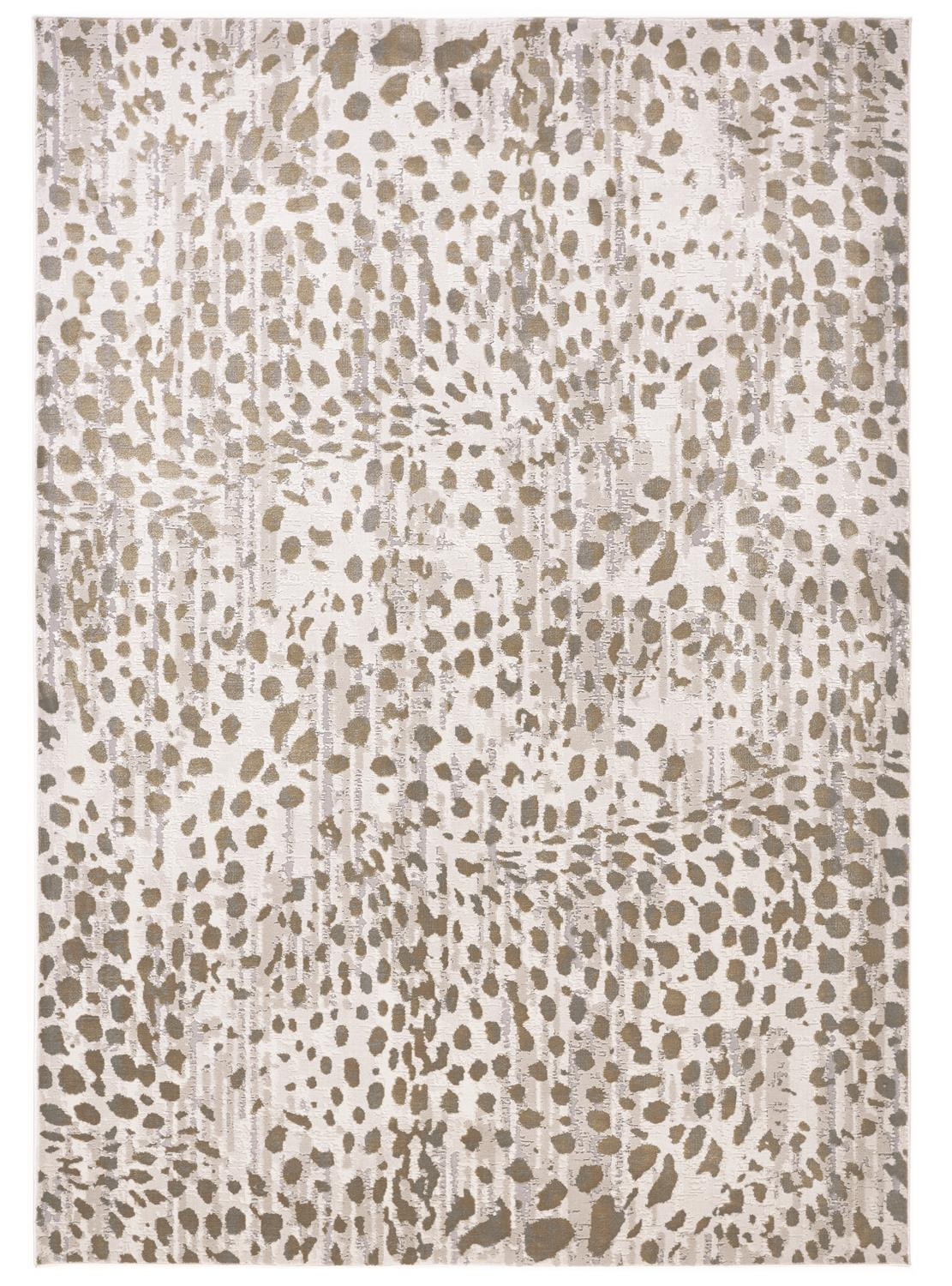7" X 10" Brown And Ivory Abstract Stain Resistant Area Rug