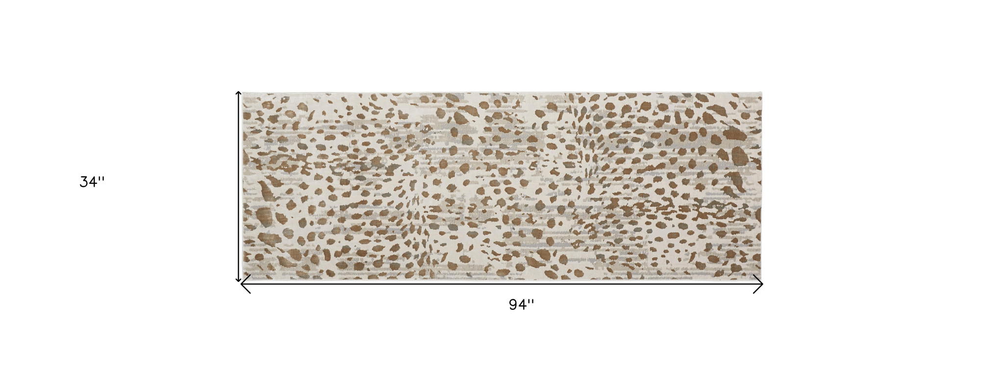 8" Brown And Ivory Abstract Stain Resistant Runner Rug