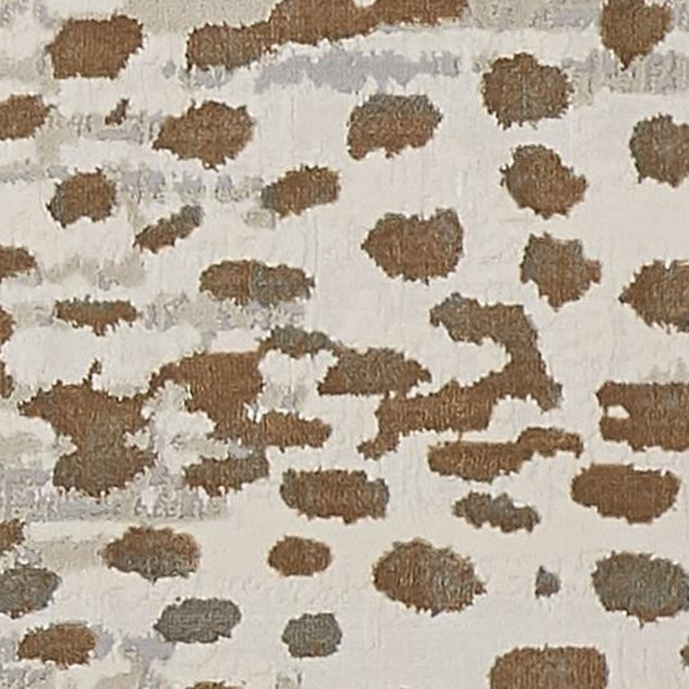 8" Brown And Ivory Abstract Stain Resistant Runner Rug