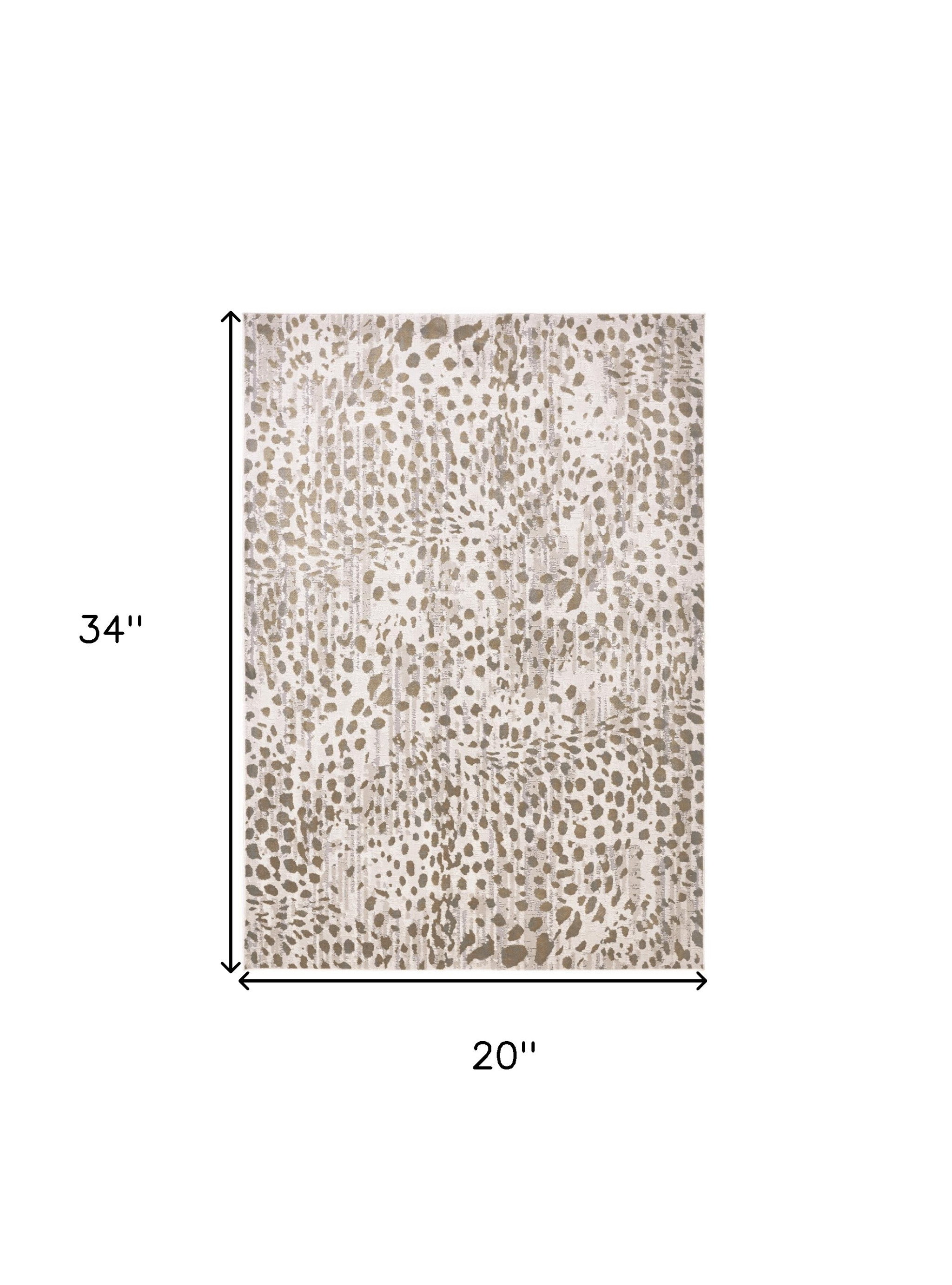 2" X 3" Brown And Ivory Abstract Stain Resistant Area Rug