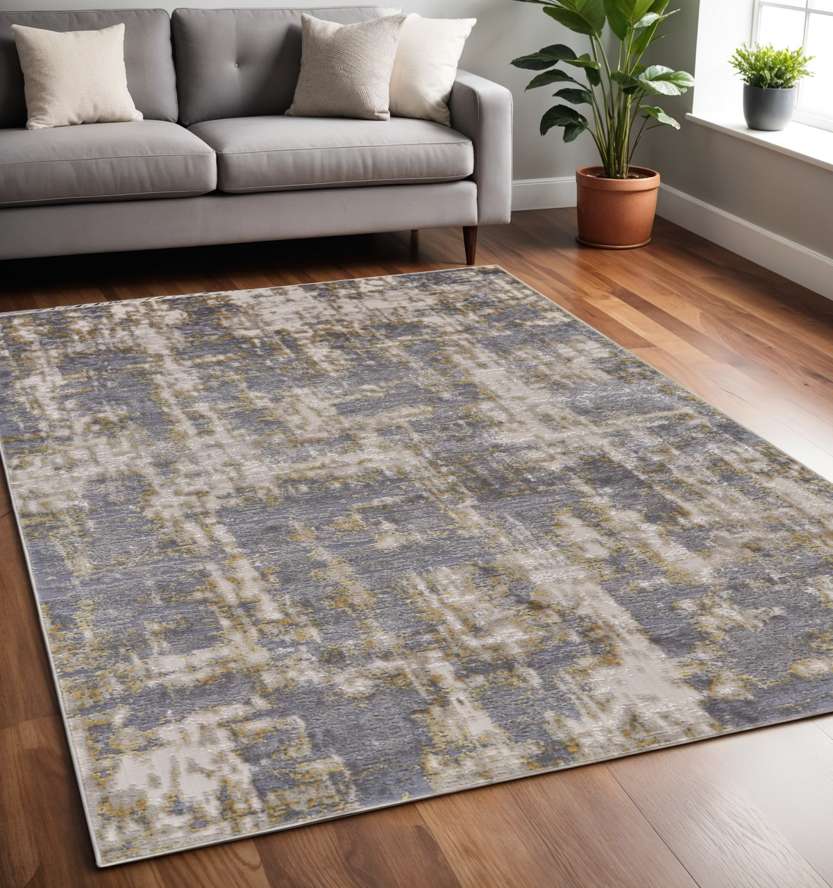 5" X 8" Gray Abstract Area Rug