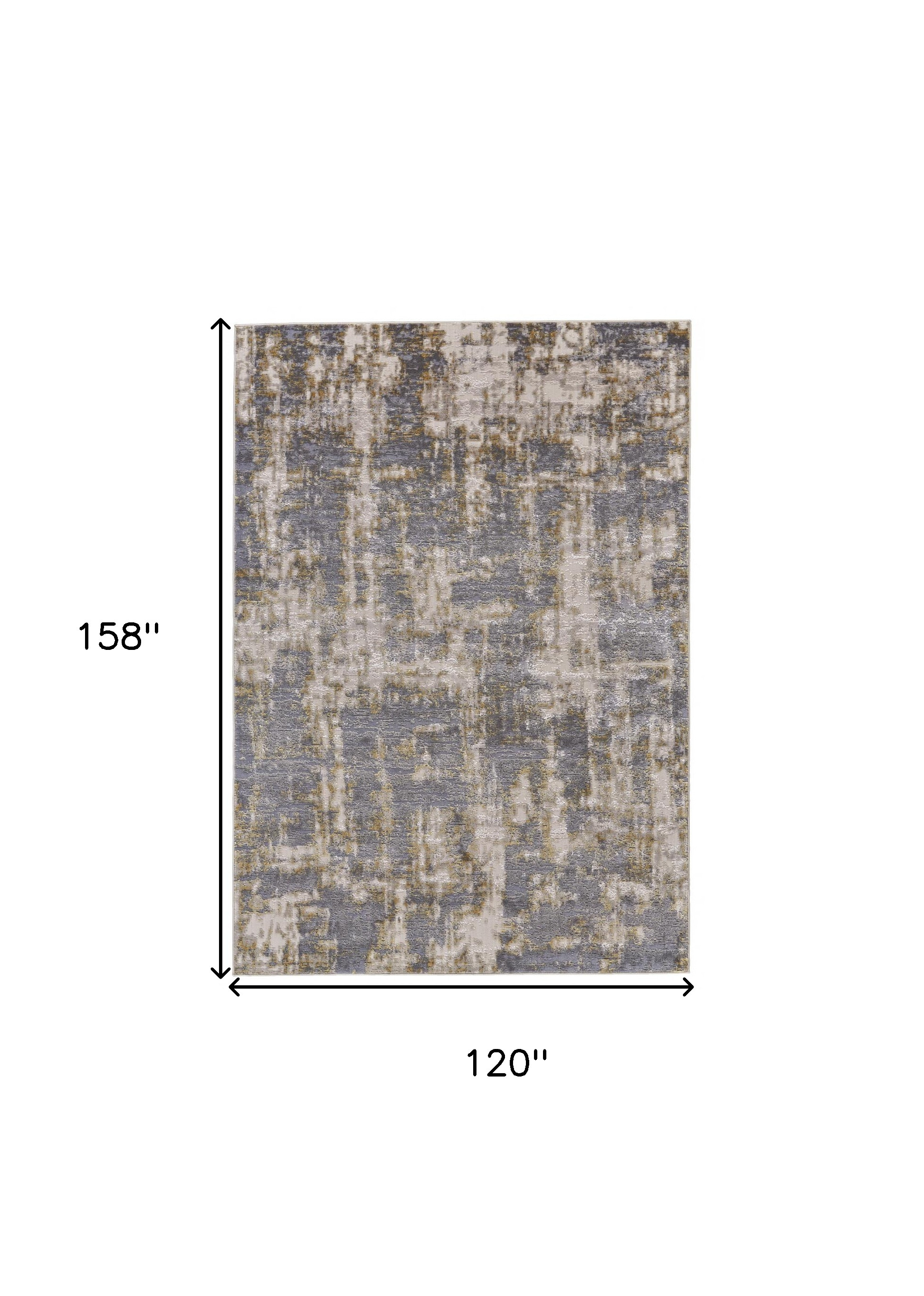 10" X 13" Gray And Gold Abstract Stain Resistant Area Rug