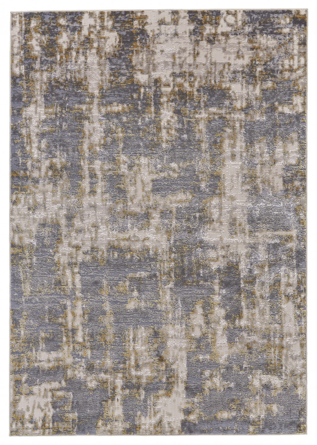 2" X 3" Gray And Gold Abstract Stain Resistant Area Rug
