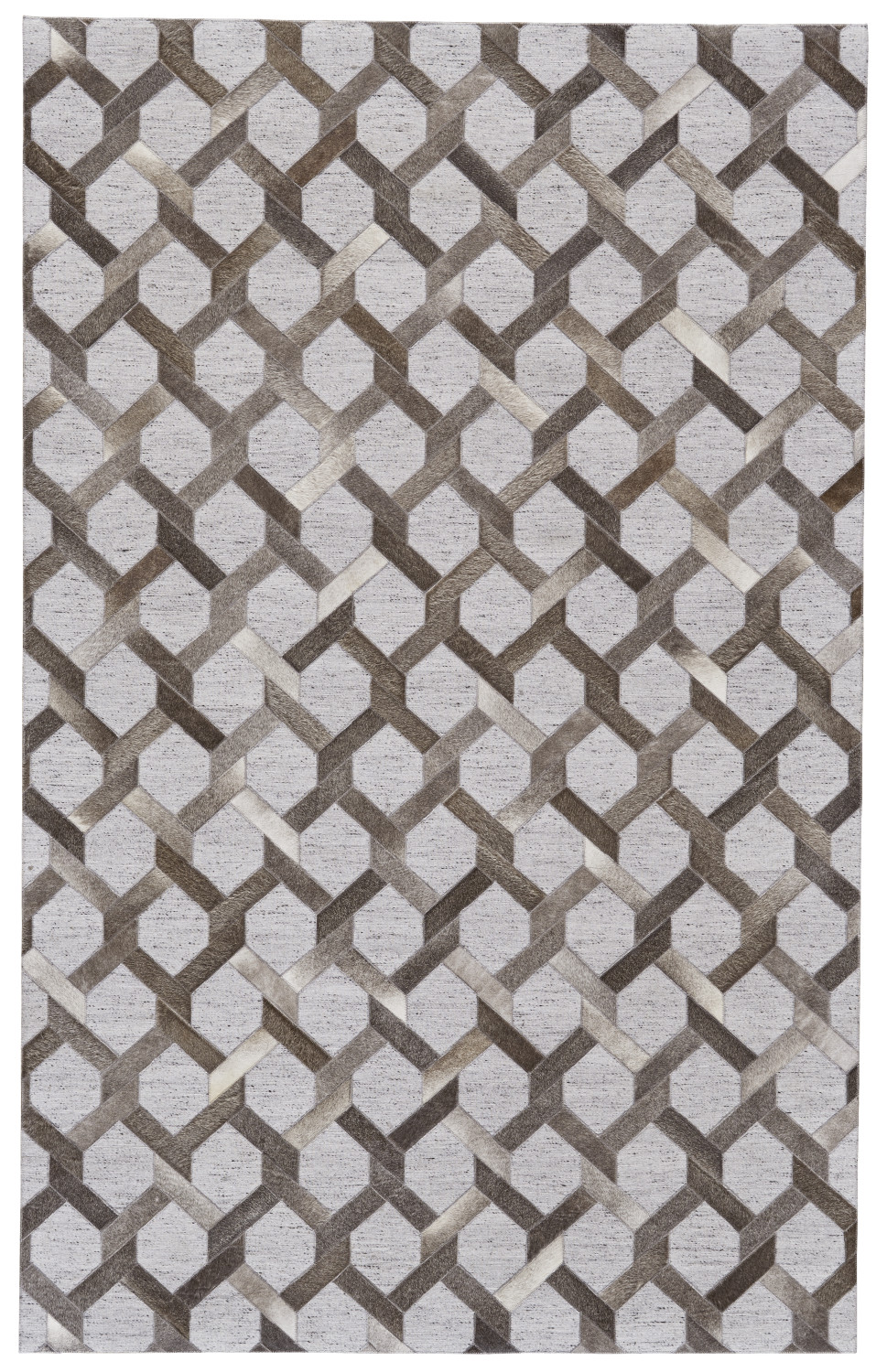 5 X 8 gray Taupe And Silver geometric Hand Woven Area Rug