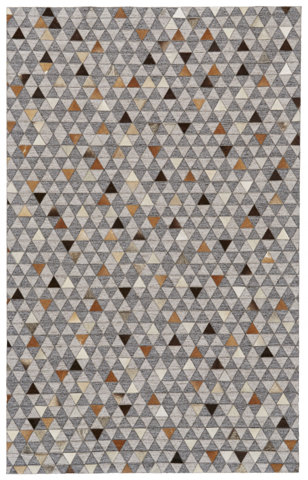 5 X 8 gray Ivory And Brown geometric Hand Woven Area Rug