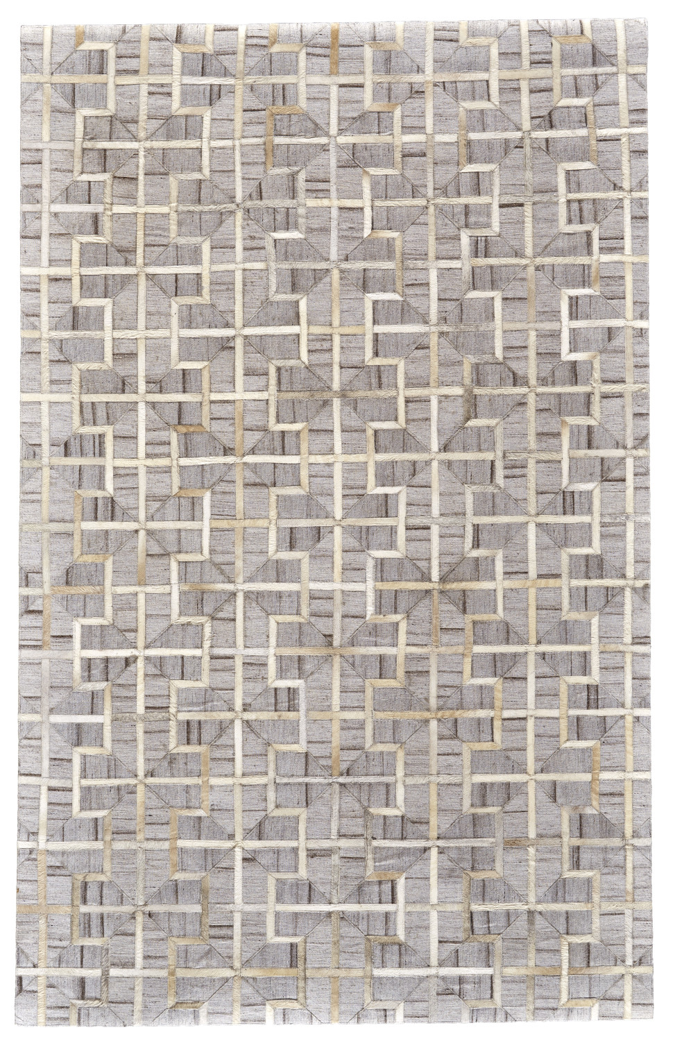 5" X 8" Gray Ivory And Brown Geometric Hand Woven Area Rug