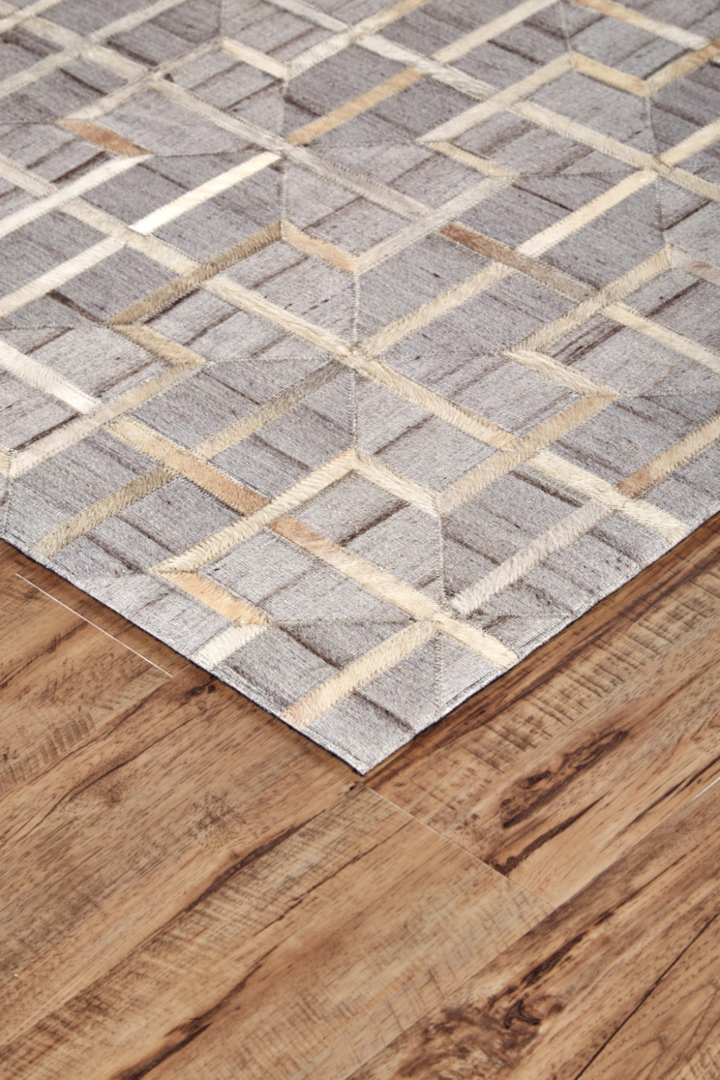 5" X 8" Gray Ivory And Brown Geometric Hand Woven Area Rug