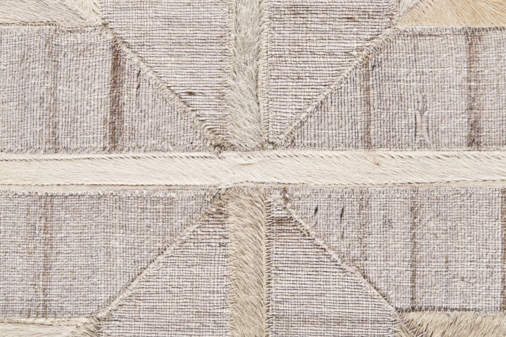 5" X 8" Gray Ivory And Brown Geometric Hand Woven Area Rug