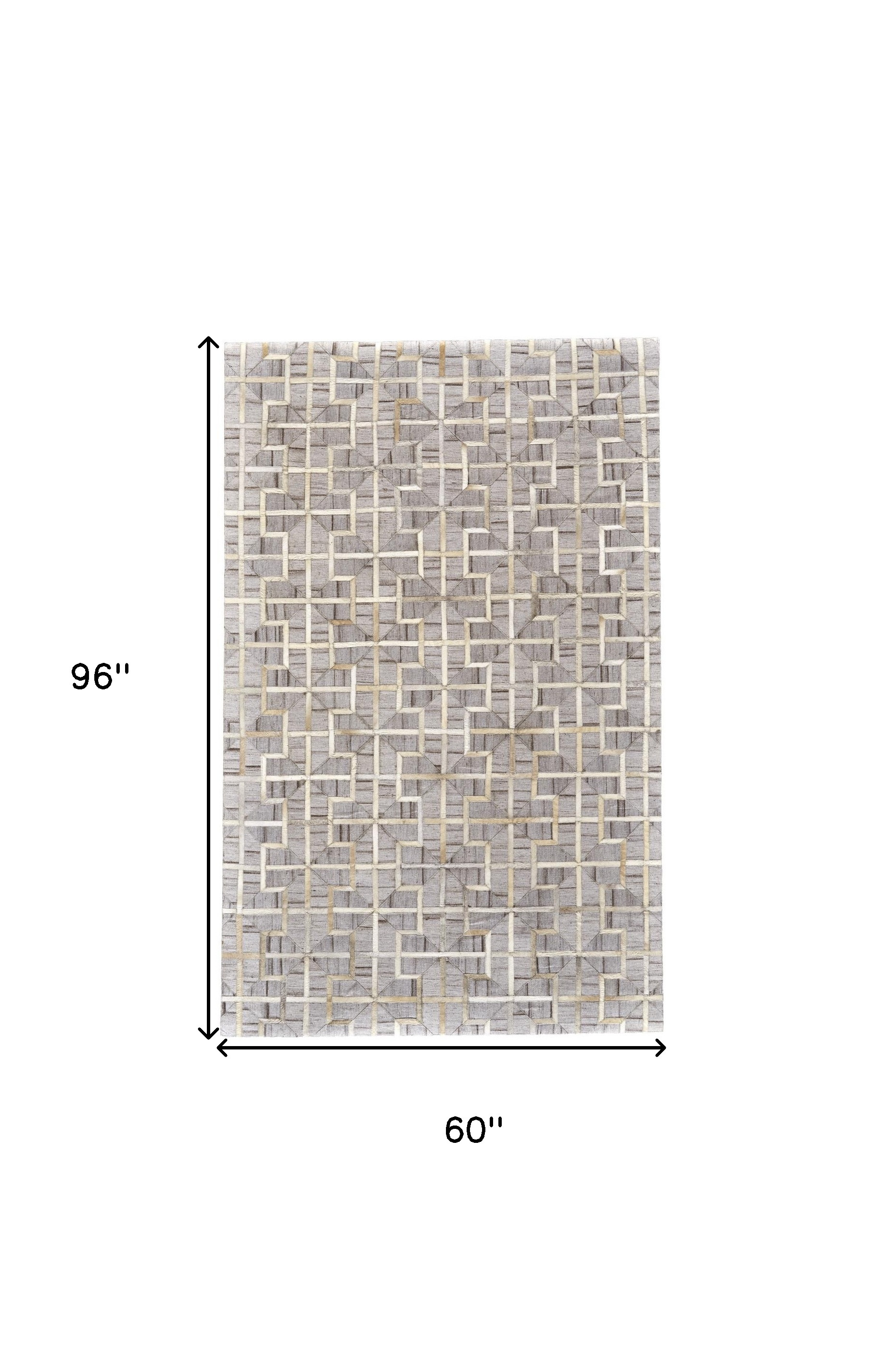 5" X 8" Gray Ivory And Brown Geometric Hand Woven Area Rug