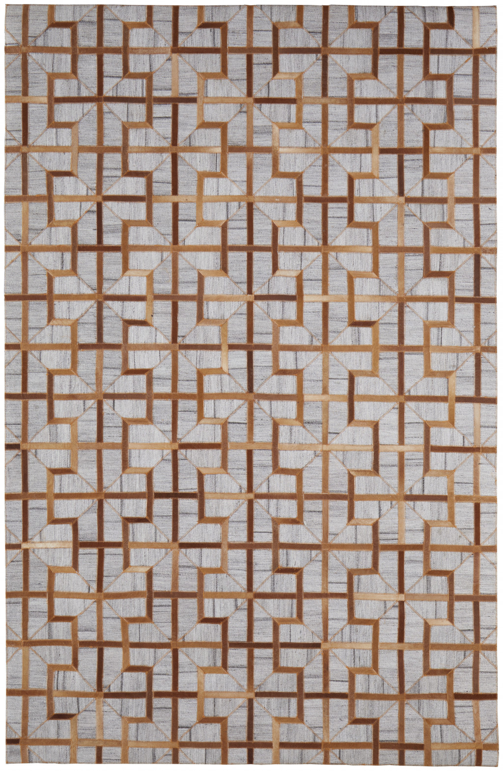 5" X 8" Tan and Brown Geometric Hand Woven Area Rug