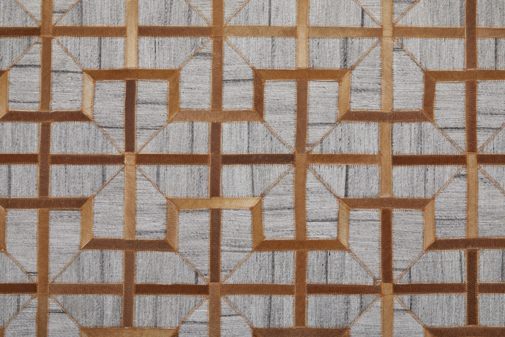 5" X 8" Tan and Brown Geometric Hand Woven Area Rug
