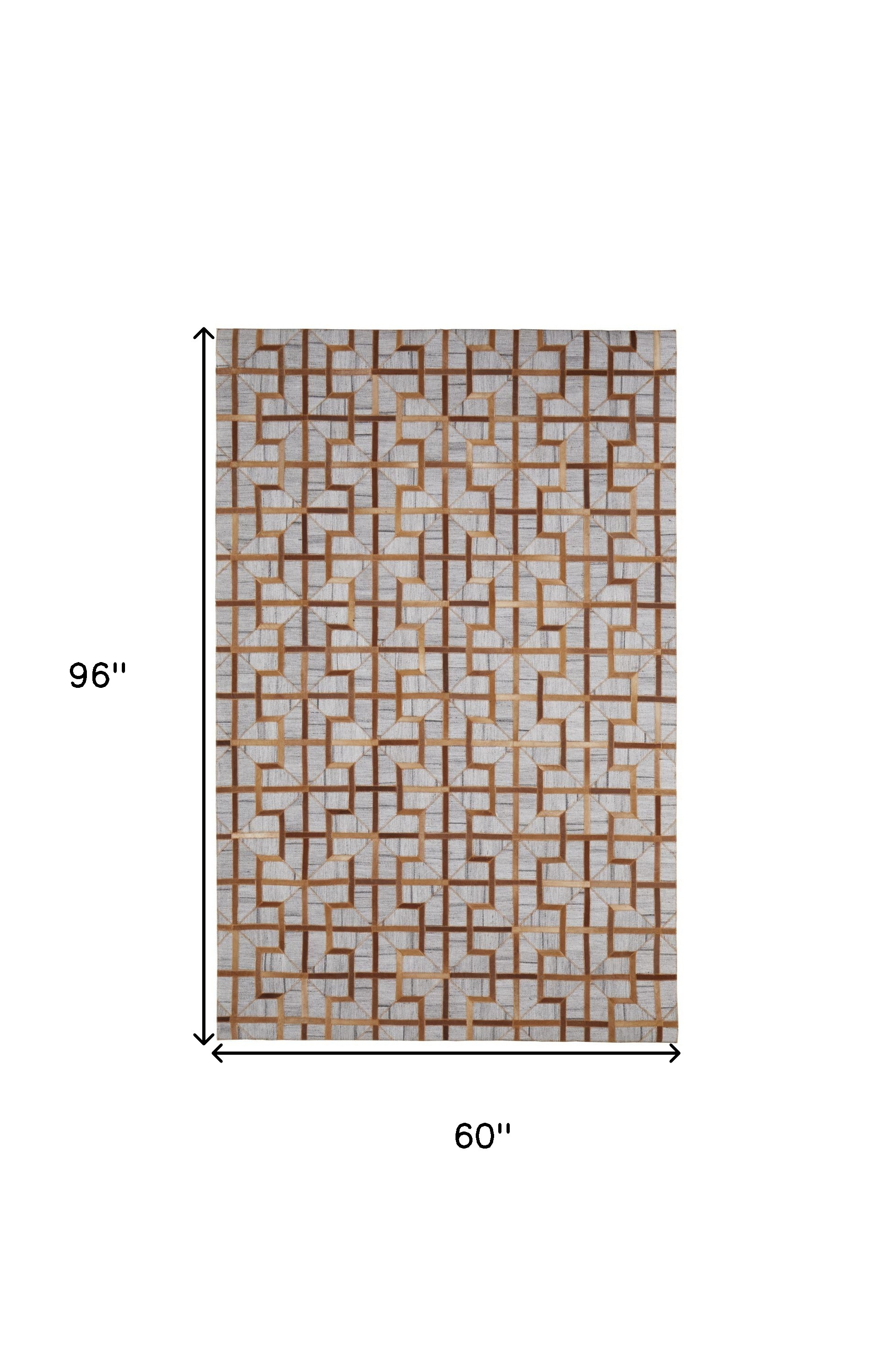 5" X 8" Tan and Brown Geometric Hand Woven Area Rug