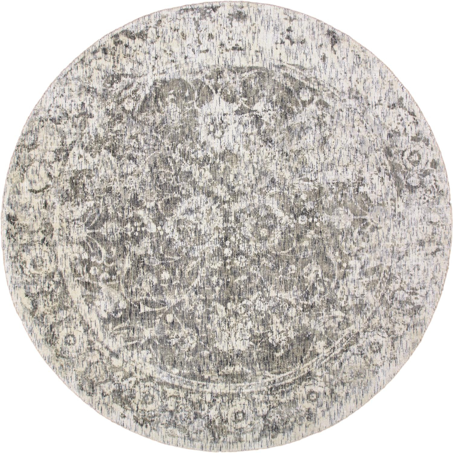 8' Ivory And Gray Round Abstract Hand Woven Area Rug-511825-1