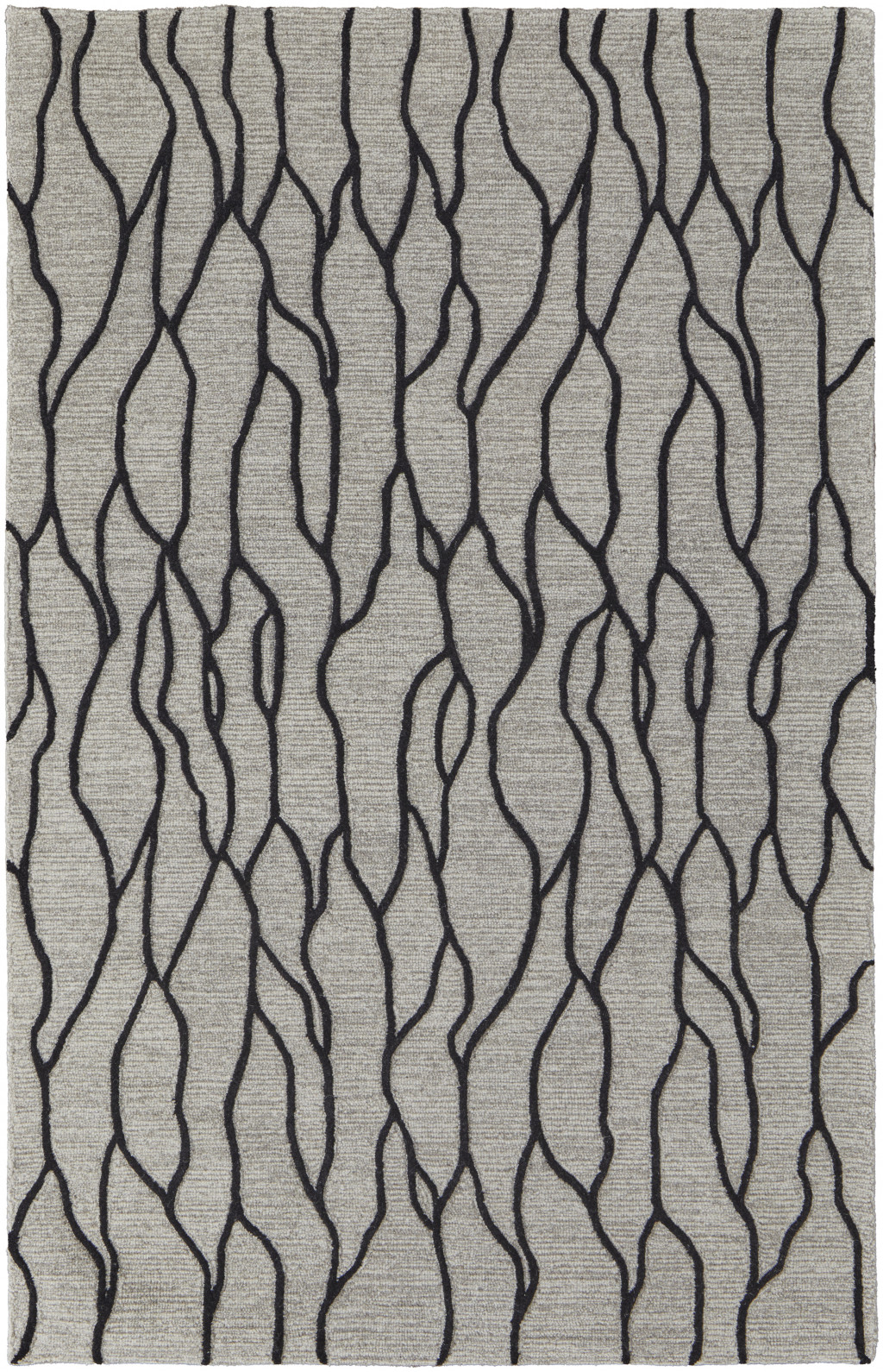 4" X 6" Taupe Black And Gray Wool Abstract Tufted Handmade Stain Resistant Area Rug