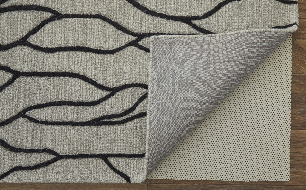 4" X 6" Taupe Black And Gray Wool Abstract Tufted Handmade Stain Resistant Area Rug