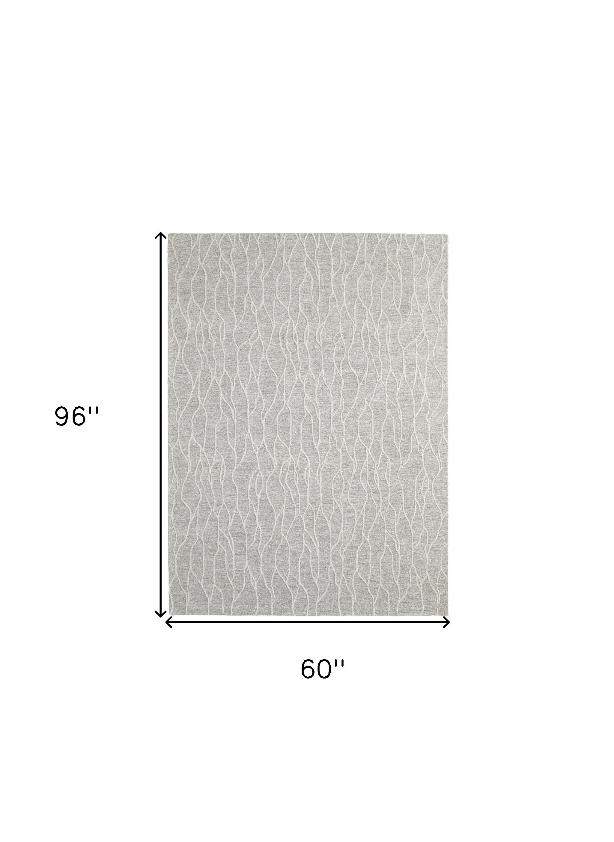 5" X 8" Taupe And Ivory Wool Abstract Tufted Handmade Stain Resistant Area Rug