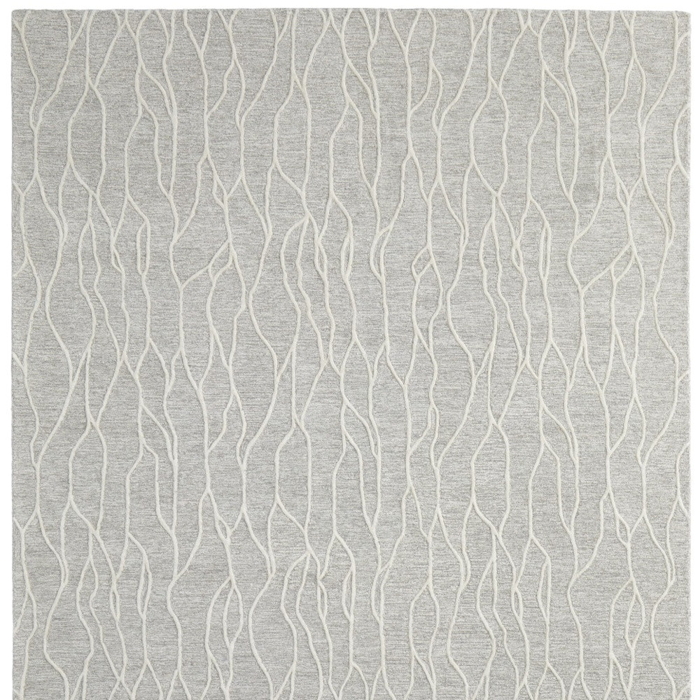5" X 8" Taupe And Ivory Wool Abstract Tufted Handmade Stain Resistant Area Rug