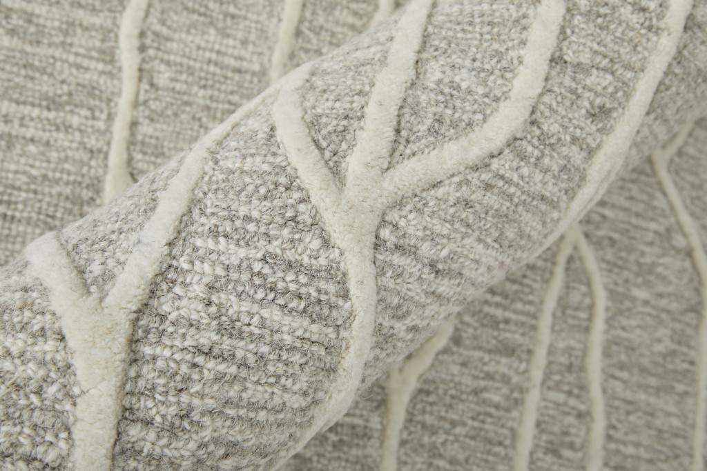 5" X 8" Taupe And Ivory Wool Abstract Tufted Handmade Stain Resistant Area Rug