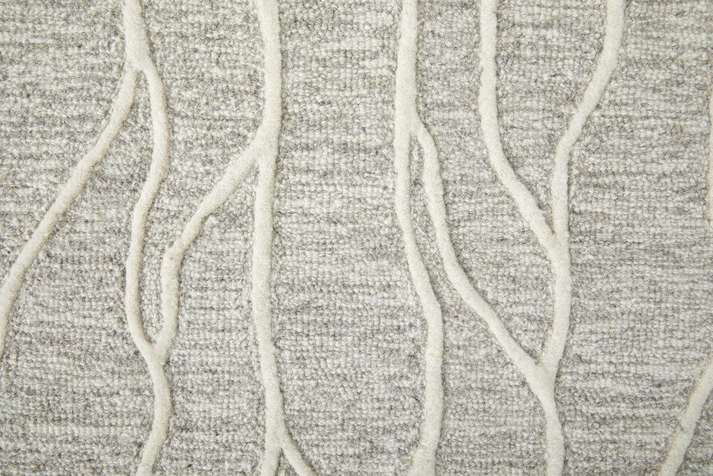 5" X 8" Taupe And Ivory Wool Abstract Tufted Handmade Stain Resistant Area Rug