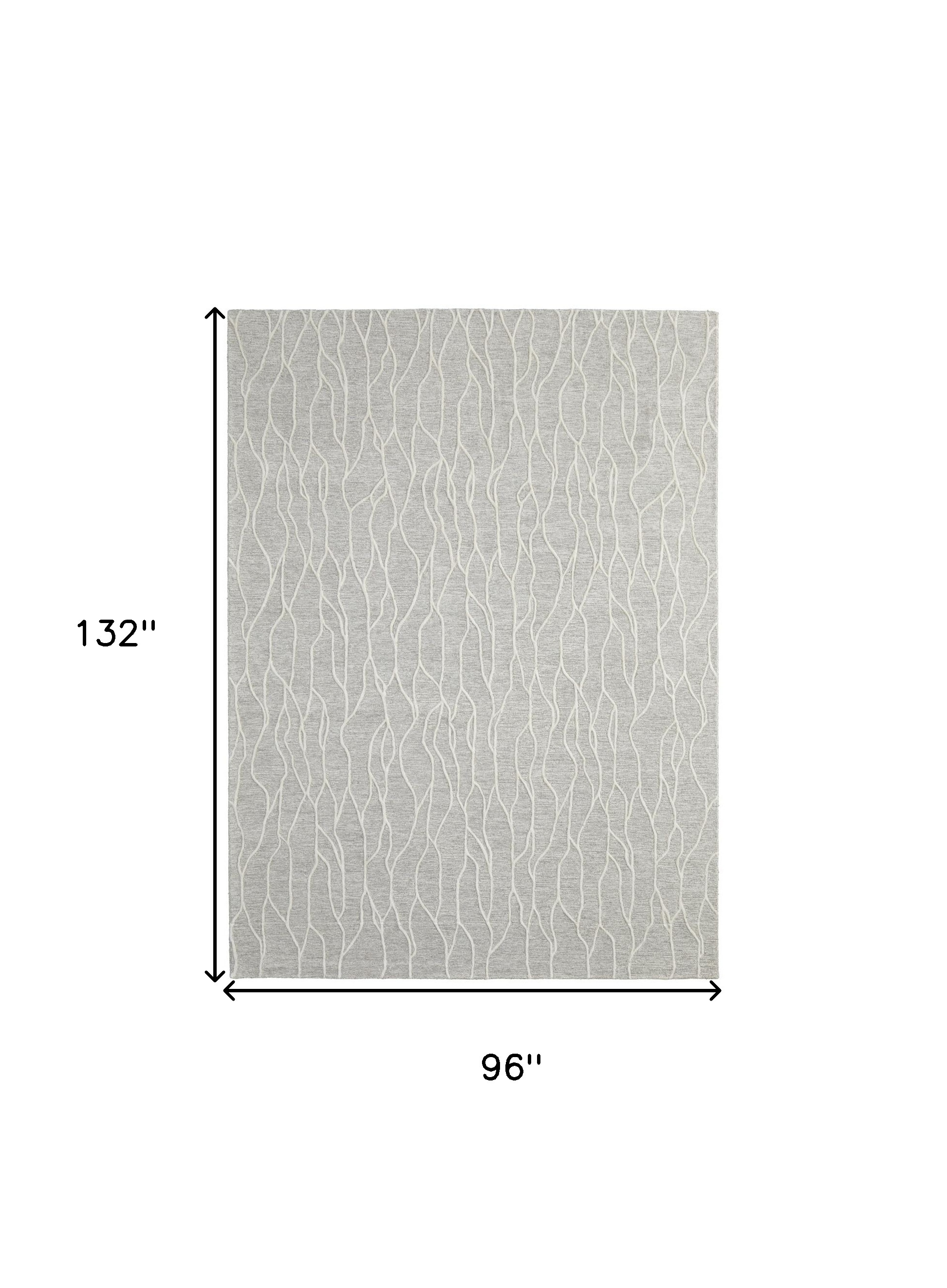 8" X 11" Taupe And Ivory Wool Abstract Tufted Handmade Stain Resistant Area Rug