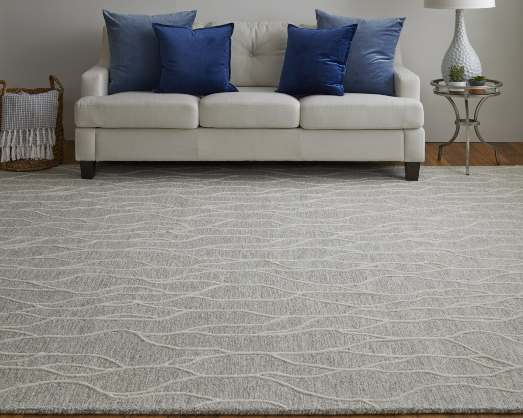 8" X 11" Taupe And Ivory Wool Abstract Tufted Handmade Stain Resistant Area Rug