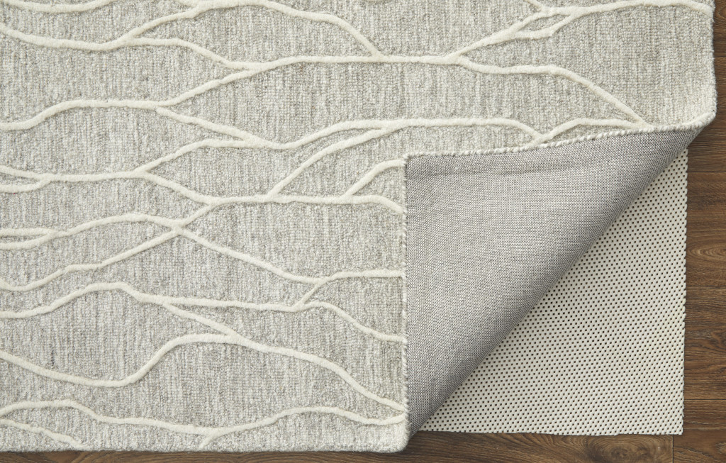8" X 11" Taupe And Ivory Wool Abstract Tufted Handmade Stain Resistant Area Rug
