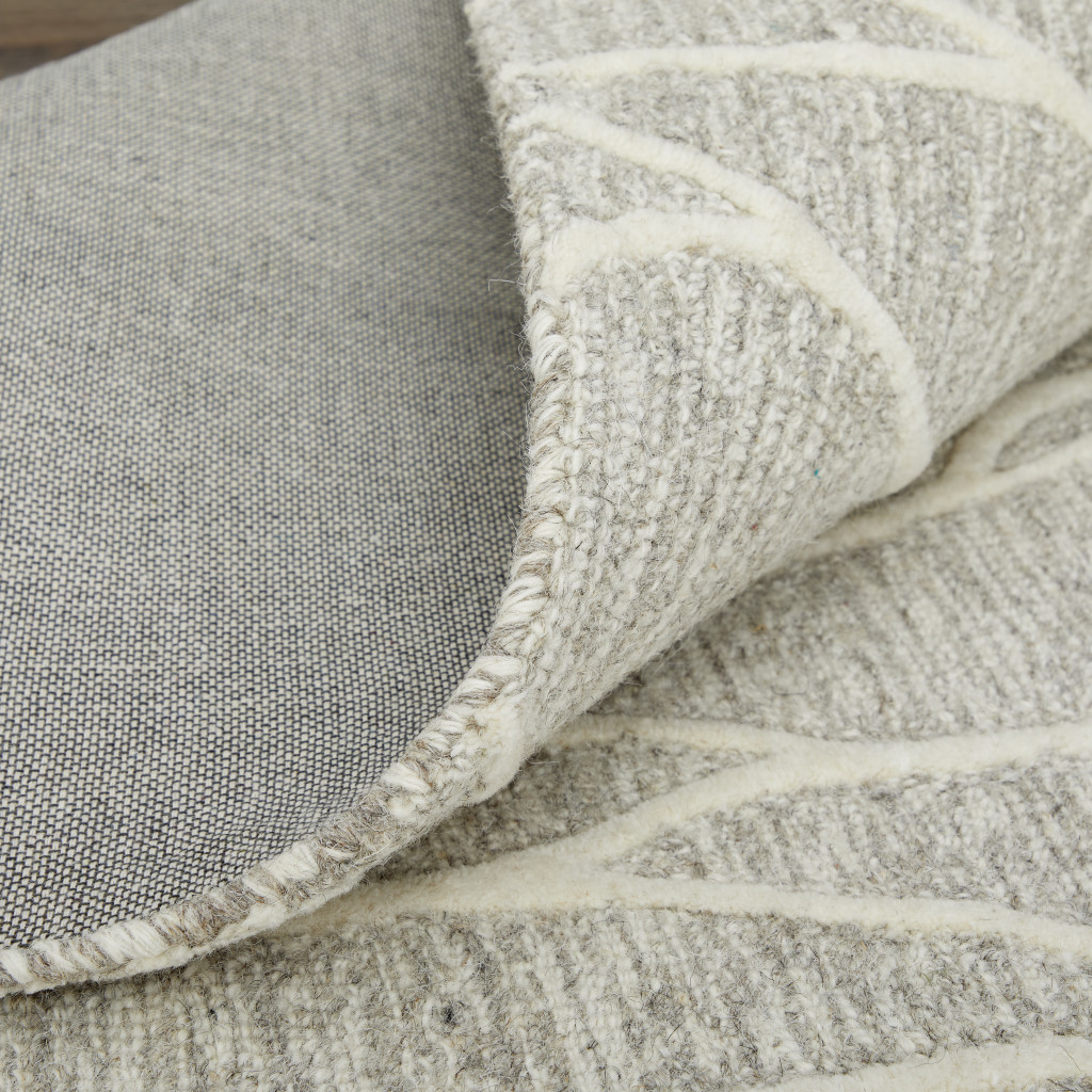 8" X 11" Taupe And Ivory Wool Abstract Tufted Handmade Stain Resistant Area Rug