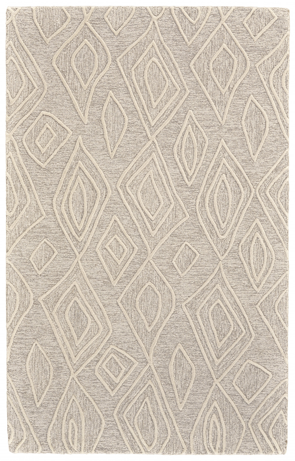 8" X 11" Tan And Ivory Wool Geometric Tufted Handmade Stain Resistant Area Rug