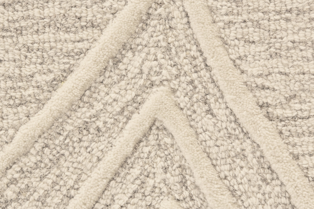 8" X 11" Tan And Ivory Wool Geometric Tufted Handmade Stain Resistant Area Rug