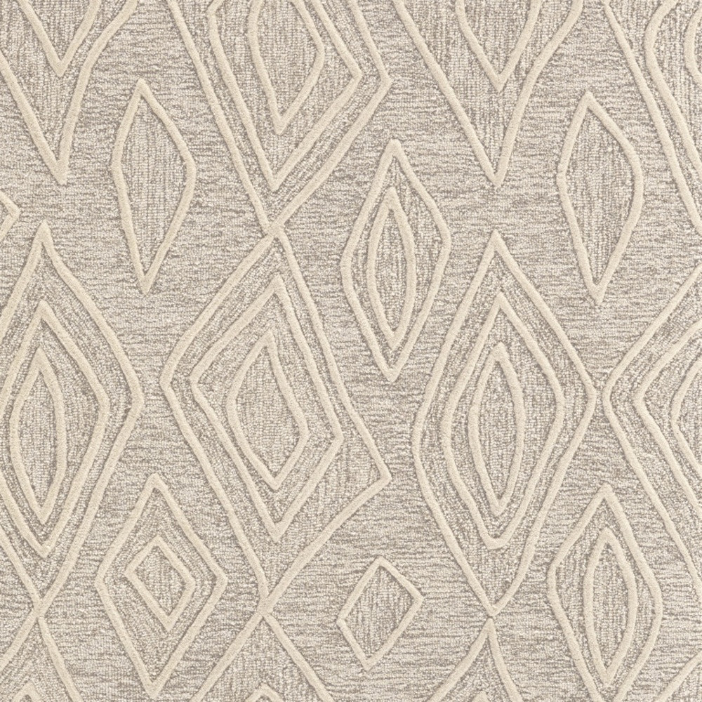 8" X 11" Tan And Ivory Wool Geometric Tufted Handmade Stain Resistant Area Rug
