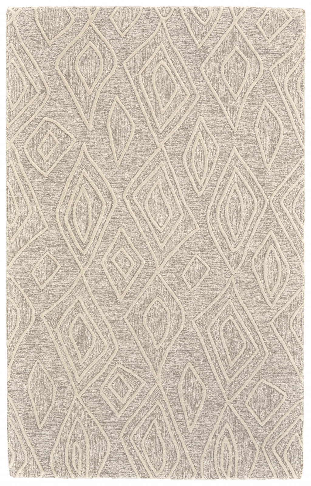 2' X 3' Tan And Ivory Wool Geometric Tufted Handmade Stain Resistant Area Rug-511873-1