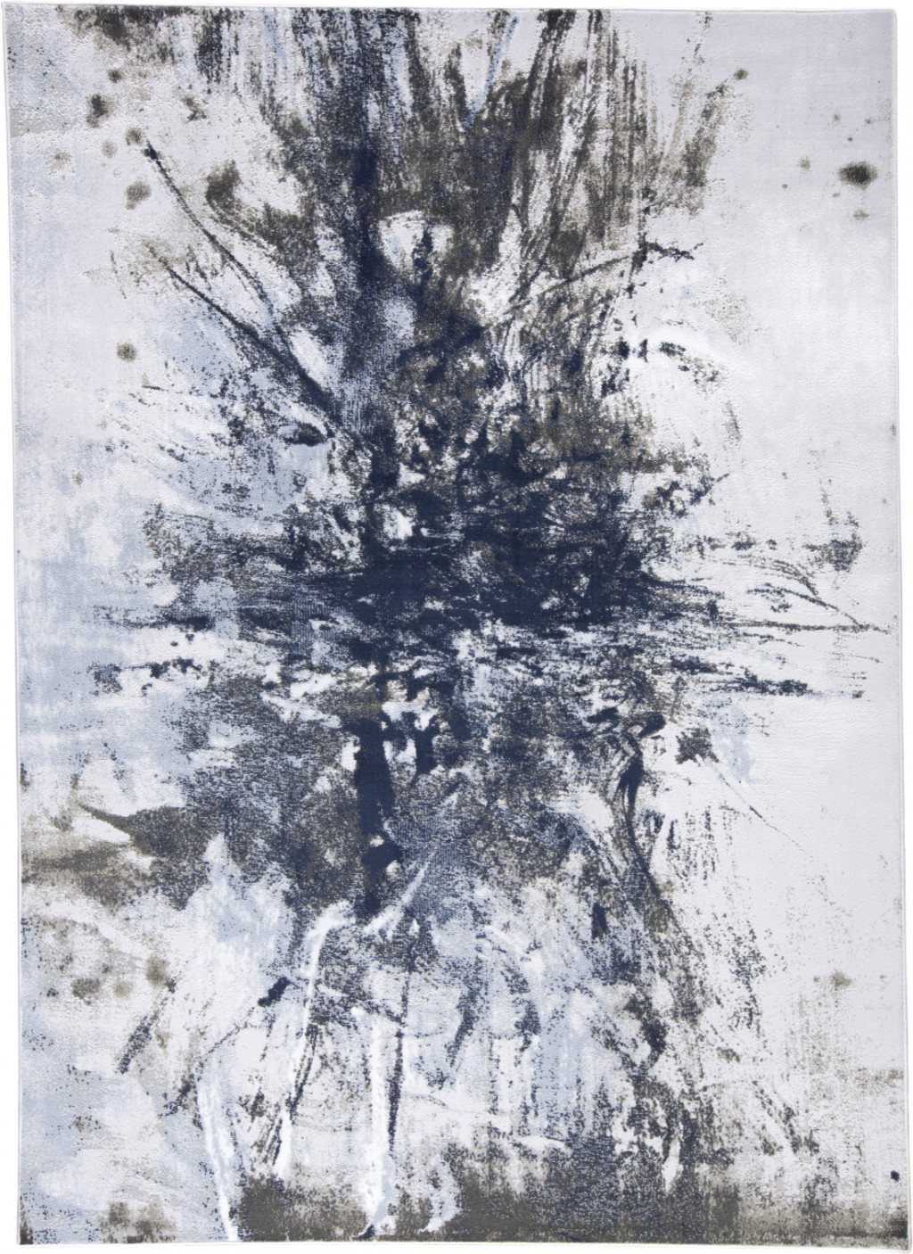 5" X 7" Blue Gray And White Abstract Stain Resistant Area Rug