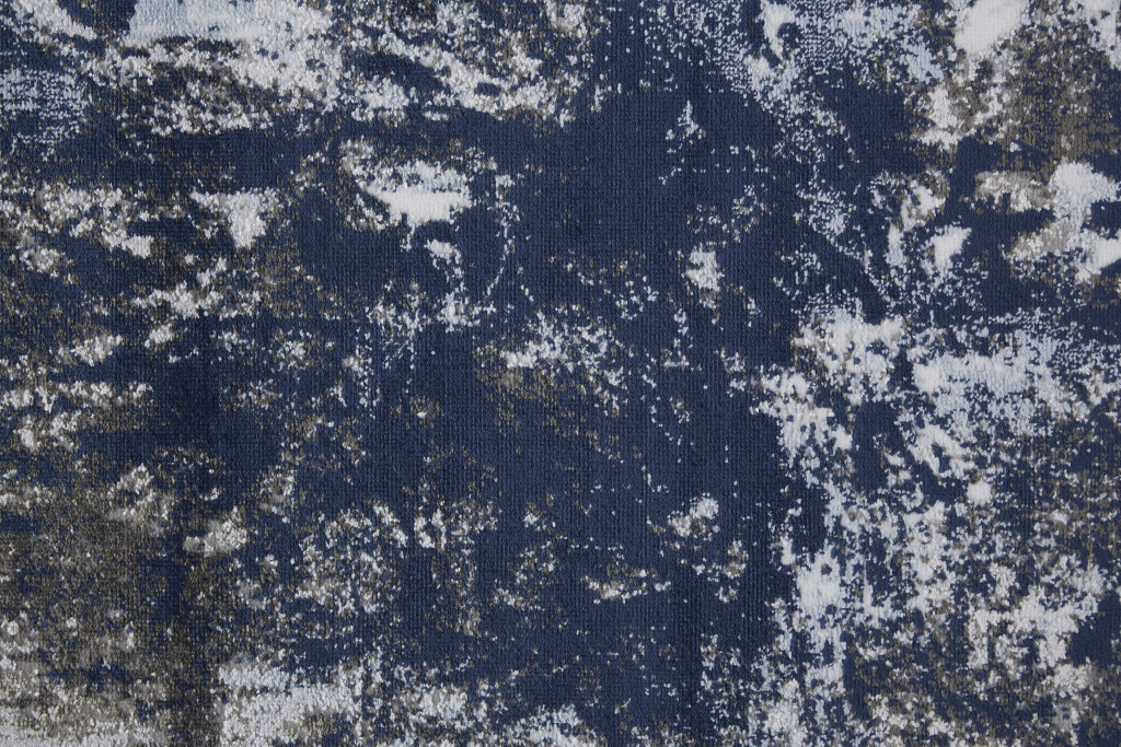 5" X 7" Blue Gray And White Abstract Stain Resistant Area Rug