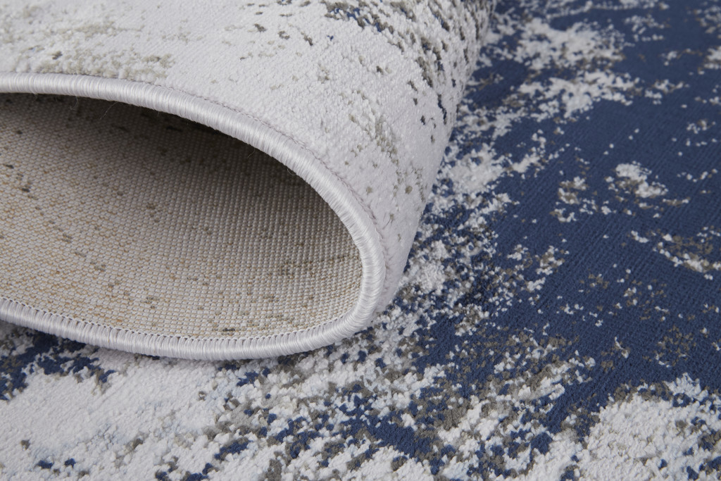 7" X 10" Blue and Gray Abstract Non Skid Area Rug