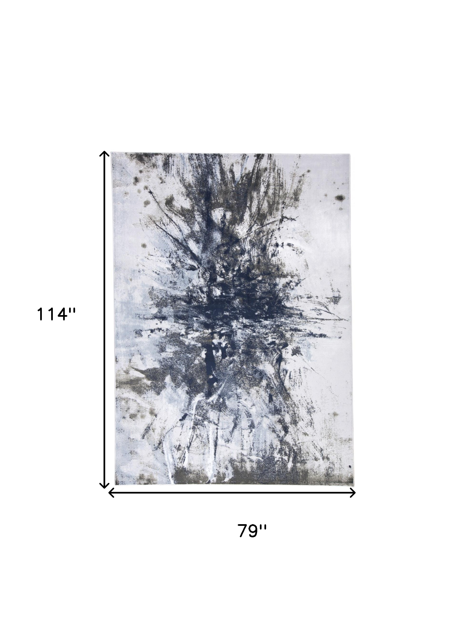 7" X 10" Blue and Gray Abstract Non Skid Area Rug
