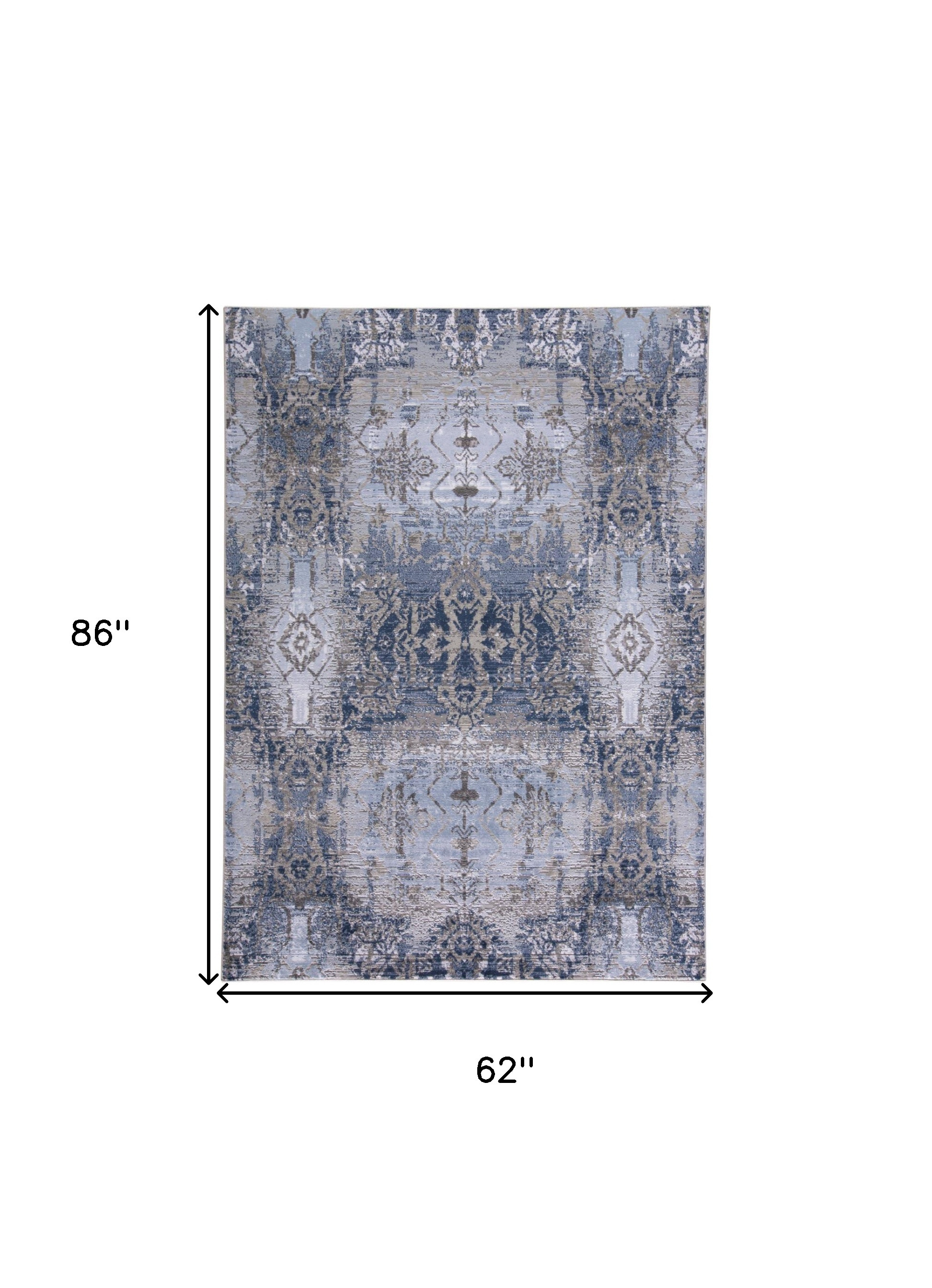 5" X 7" Blue Gray And Taupe Abstract Stain Resistant Area Rug