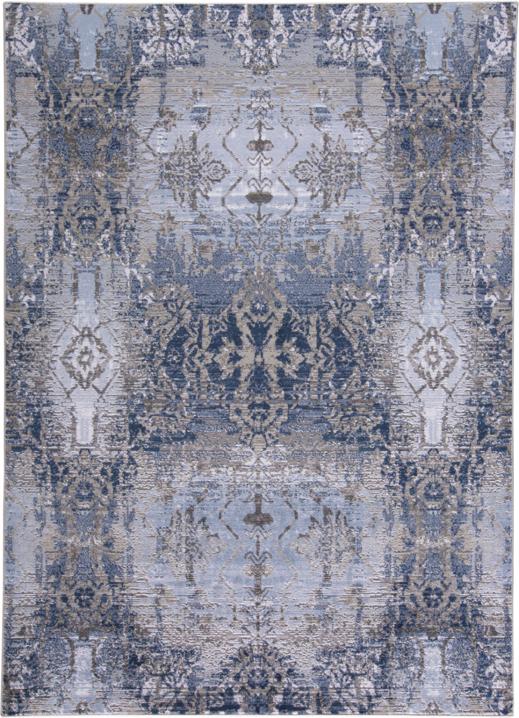7" X 10" Gray and Ivory Abstract Non Skid Area Rug