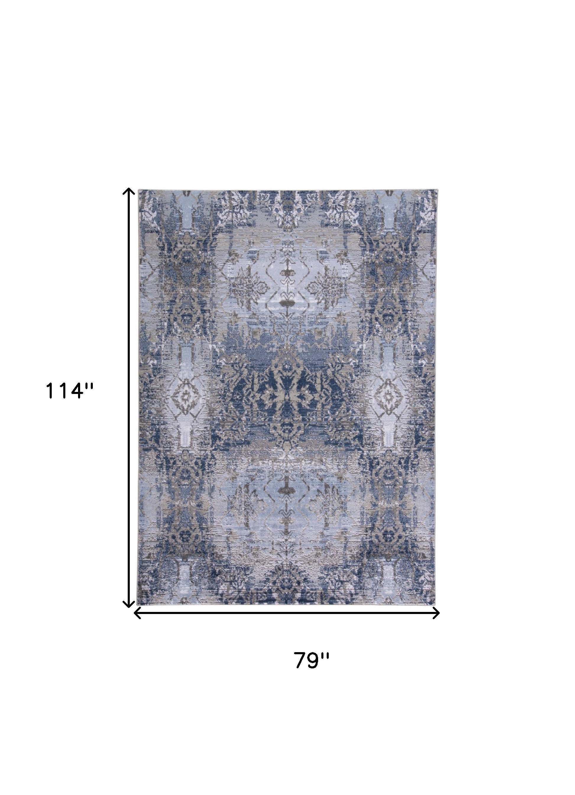 7" X 10" Gray and Ivory Abstract Non Skid Area Rug