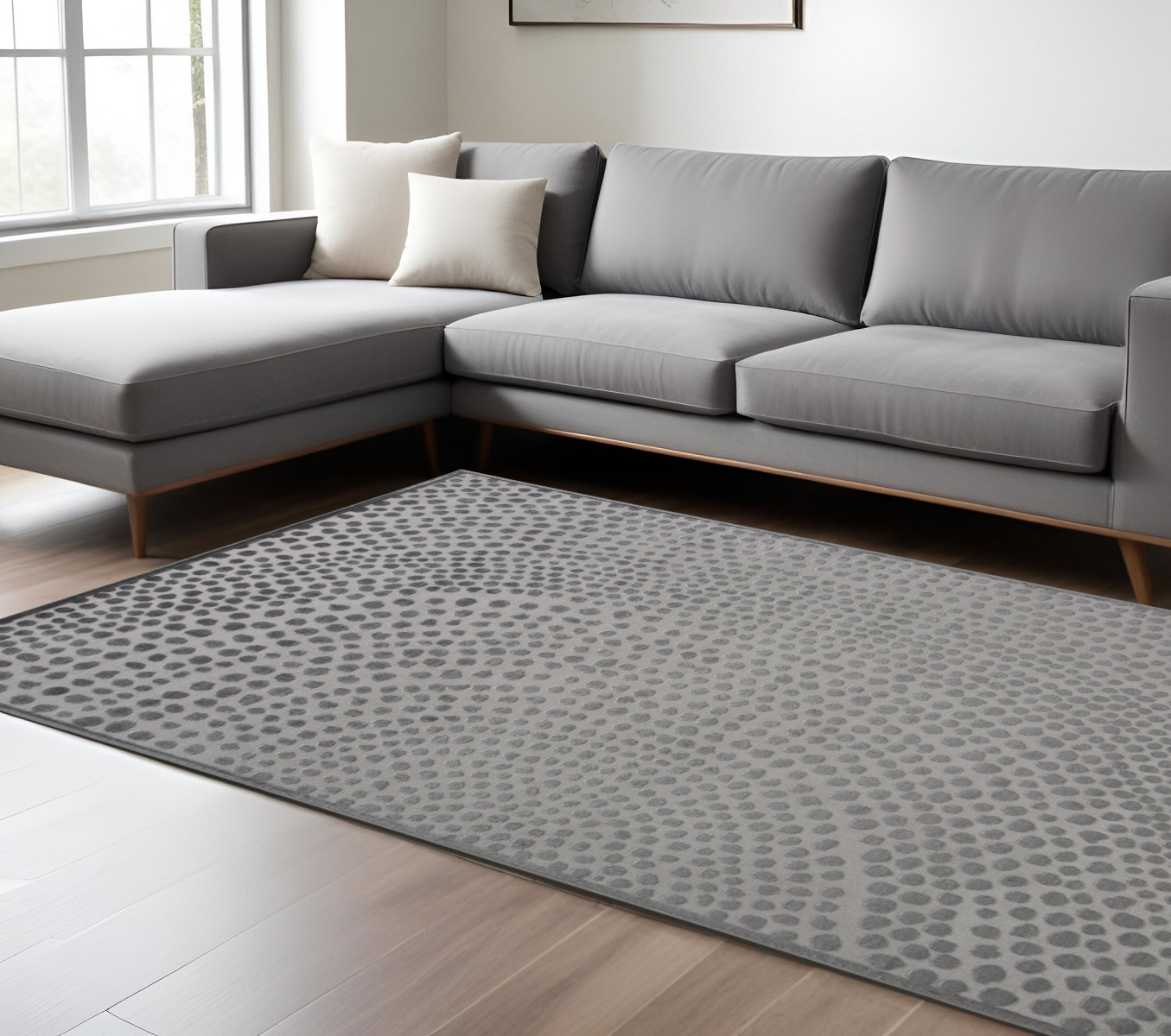 7" X 10" Gray Abstract Non Skid Area Rug