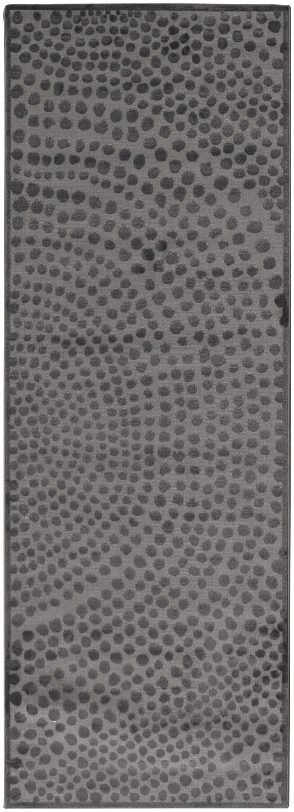 8" Gray Silver And Ivory Abstract Stain Resistant Runner Rug