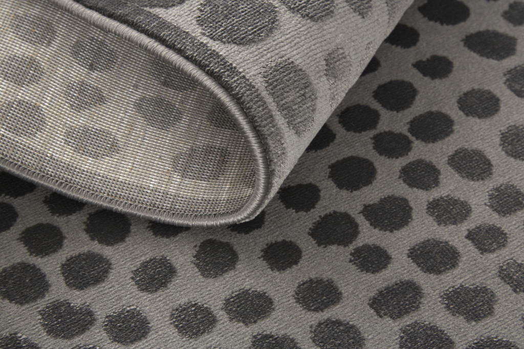 8" Gray Silver And Ivory Abstract Stain Resistant Runner Rug