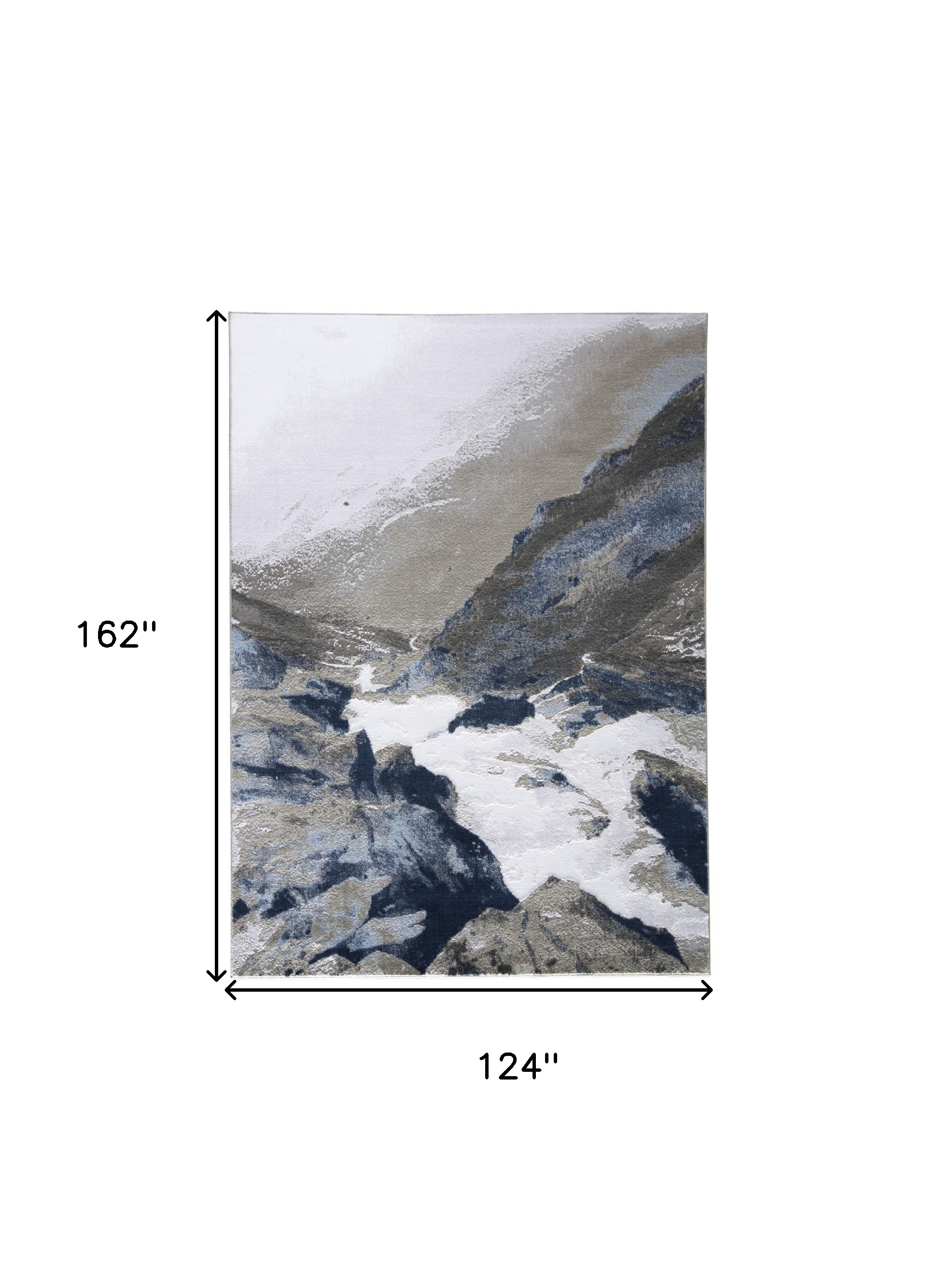 10" X 14" Blue Gray And White Abstract Area Rug