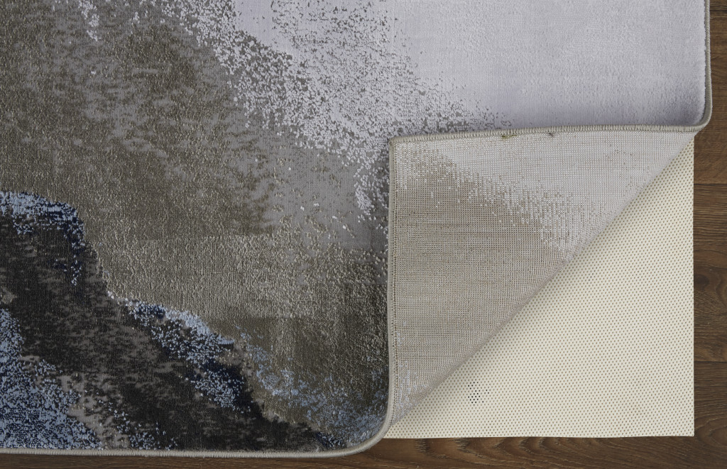 2" X 3" Blue Gray And White Abstract Area Rug