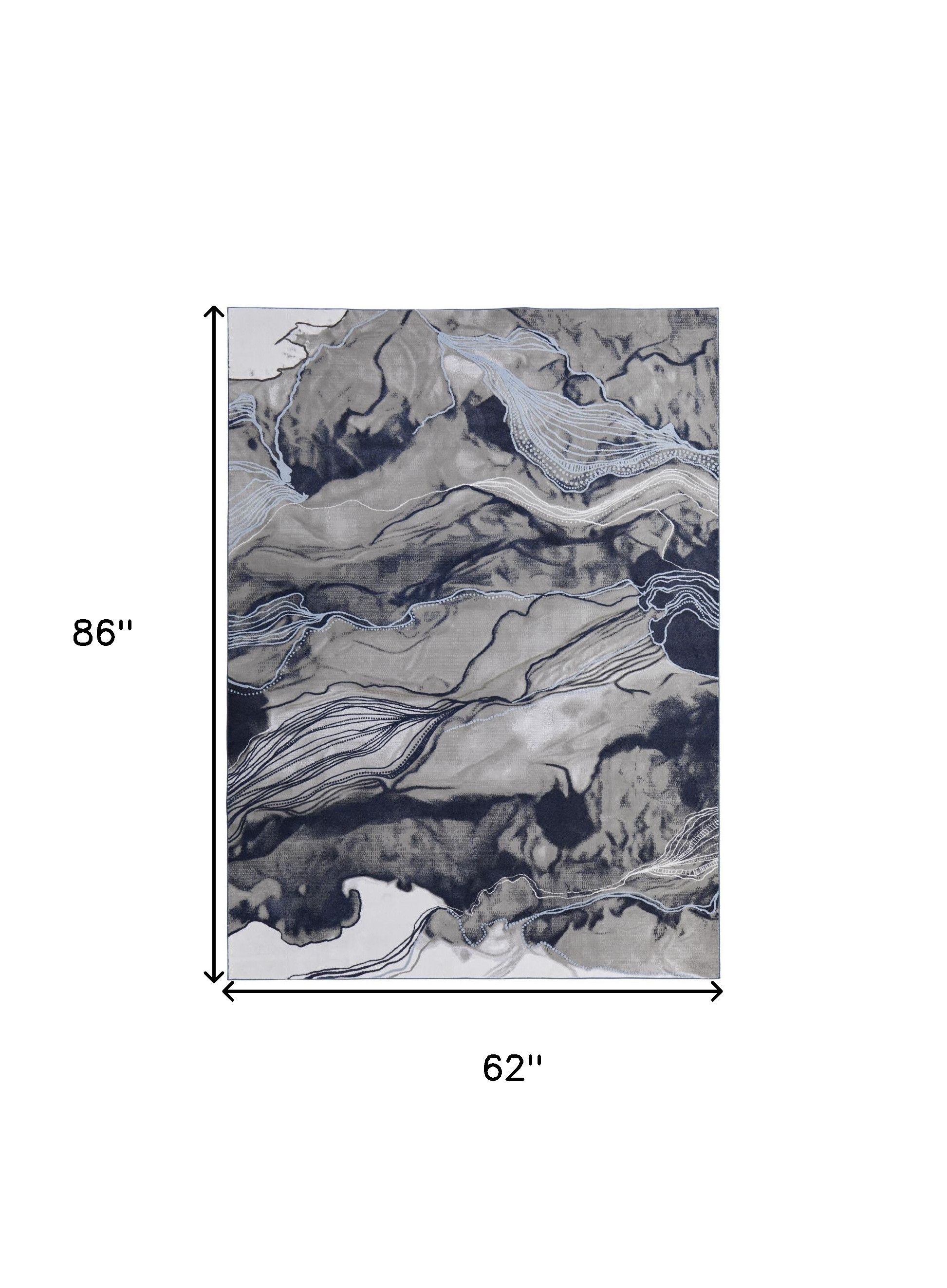 5" X 7" Blue Gray And Ivory Abstract Power Loom Stain Resistant Area Rug