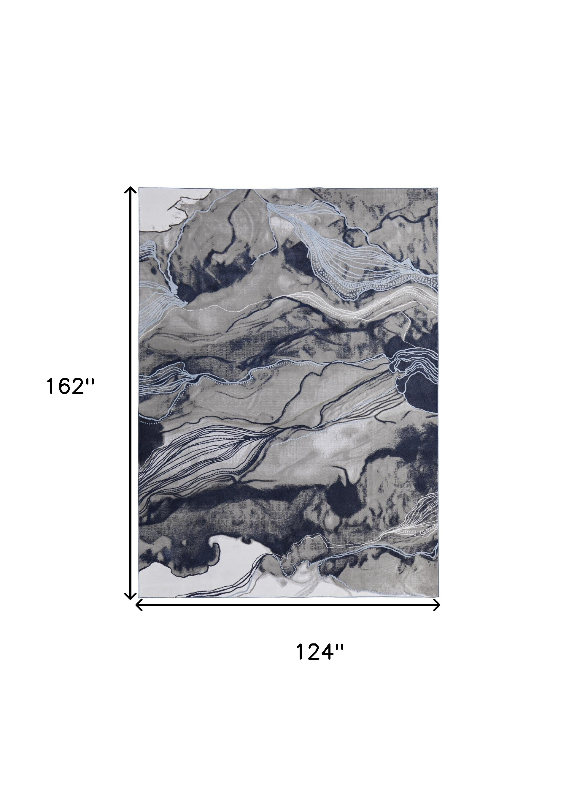 10" X 14" Blue Gray And Ivory Abstract Power Loom Stain Resistant Area Rug